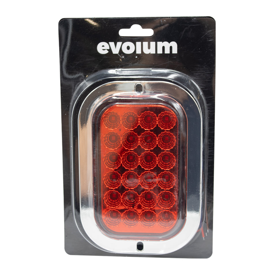 Plafón 5.5¨ C/Bisel Cromo 24 Led con Luz Fija y con Estrobo S215 Rojo
