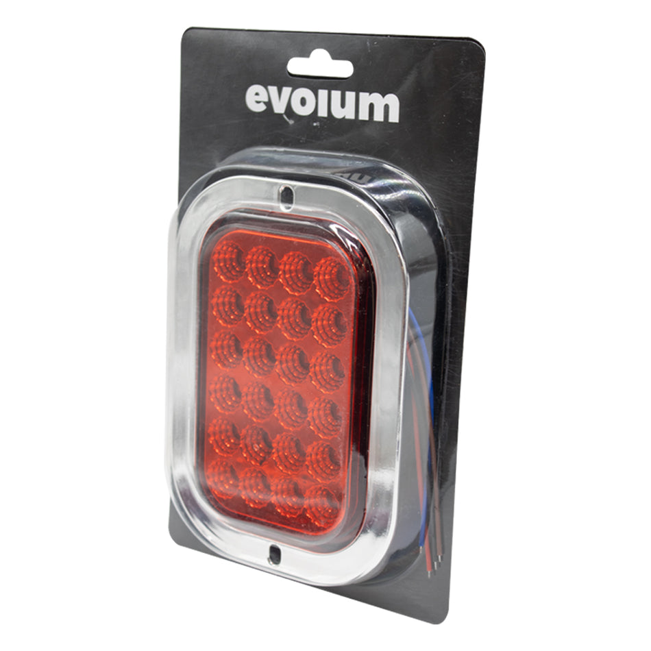 Plafón 5.5¨ C/Bisel Cromo 24 Led con Luz Fija y con Estrobo S215 Rojo