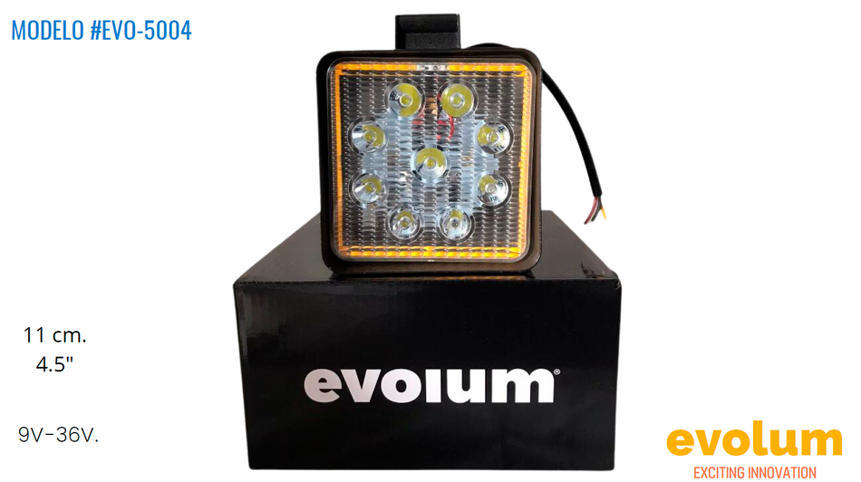 Faro Cuadrado Hiperled, 9 Leds Con Estrobo Evo-5004