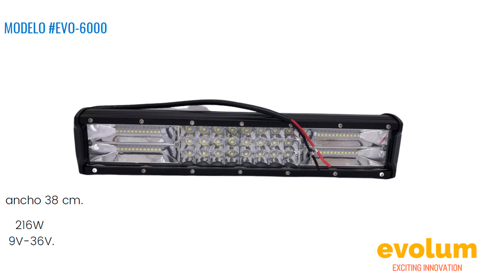 Barra De Luz Led De Color Blanco Para Automovil 38cm/15 Evo-6000