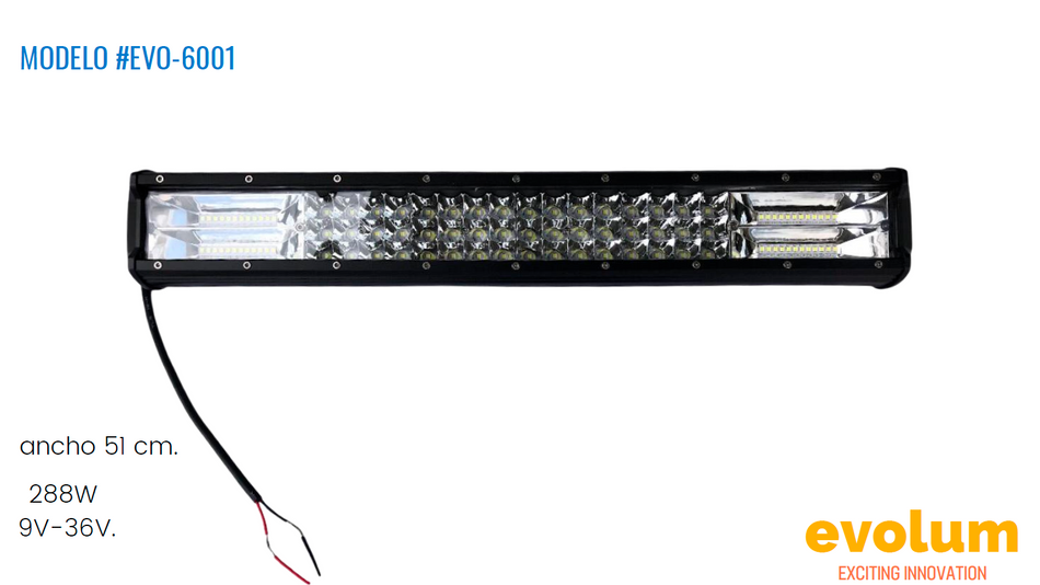 Barra De Luz Led De Color Blanco Para Automovil 51.5cm/20 EVO-6001