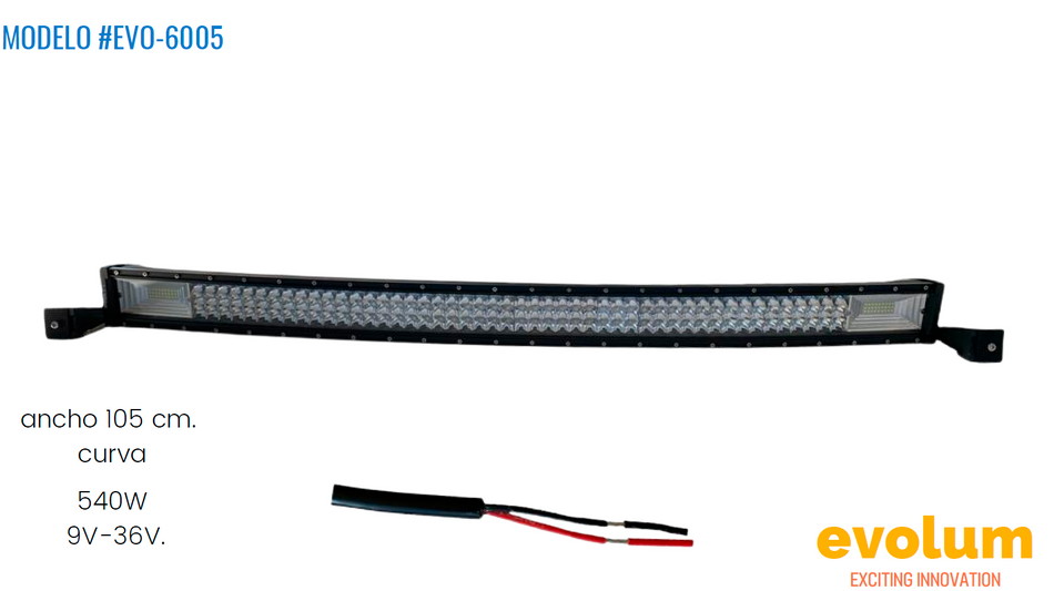 Barra De Luz Led Curva De Color Blanco Para Automovil 105cm/41.4 Evo-6005