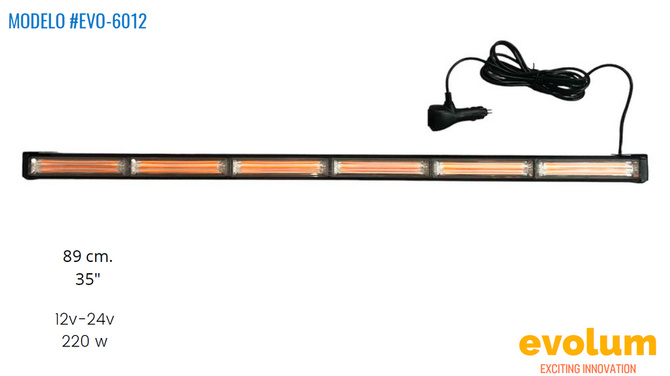 Barra Rectangular Hiperled 89cm, con Conector de Encendedor de Automovil y Switch Evo-6012
