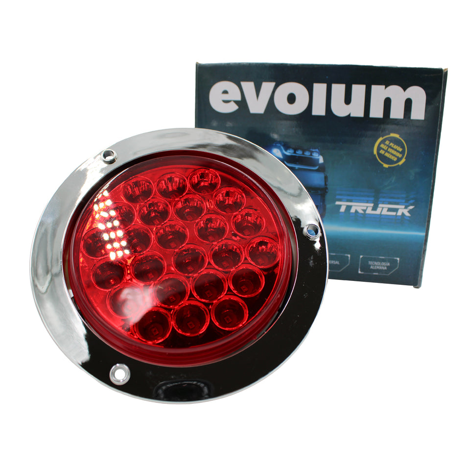 Plafon Redondo 4 Con Bisel Cromo 24led Luz Fija Y C/estrobo F002 Rojo
