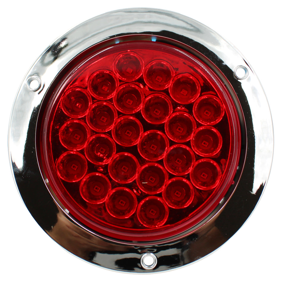 Plafon Redondo 4 Con Bisel Cromo 24led Luz Fija Y C/estrobo F002 Rojo