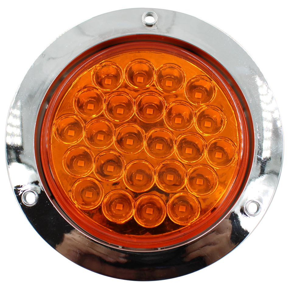 Plafón Redondo 4 Con Bisel Cromo 24led Luz Fija Y C/estrobo F002 Ambar