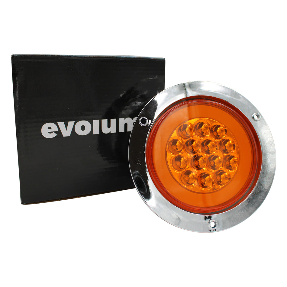 Plafón Redondo 4 Con Bisel Cromo 14led Luz Fija Y C/estrobo F017 Ámbar