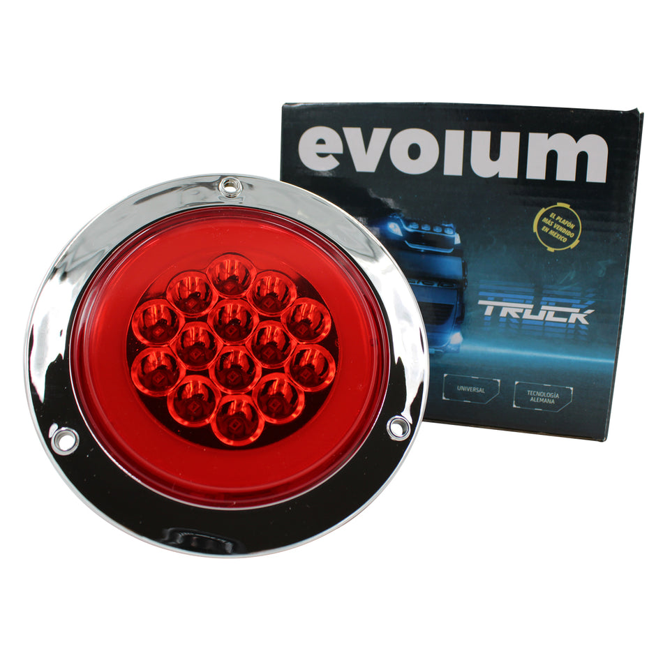 Plafon Redondo 4 Con Bisel Cromo 14led Luz Fija Y C/estrobo F017 Rojo