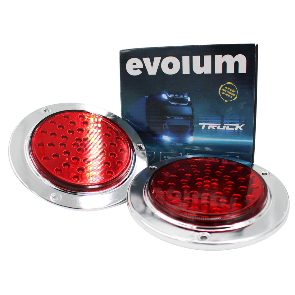 Plafon Redondo 4 Con Bisel Cromo 47led Luz Fija Y C/estrobo F027