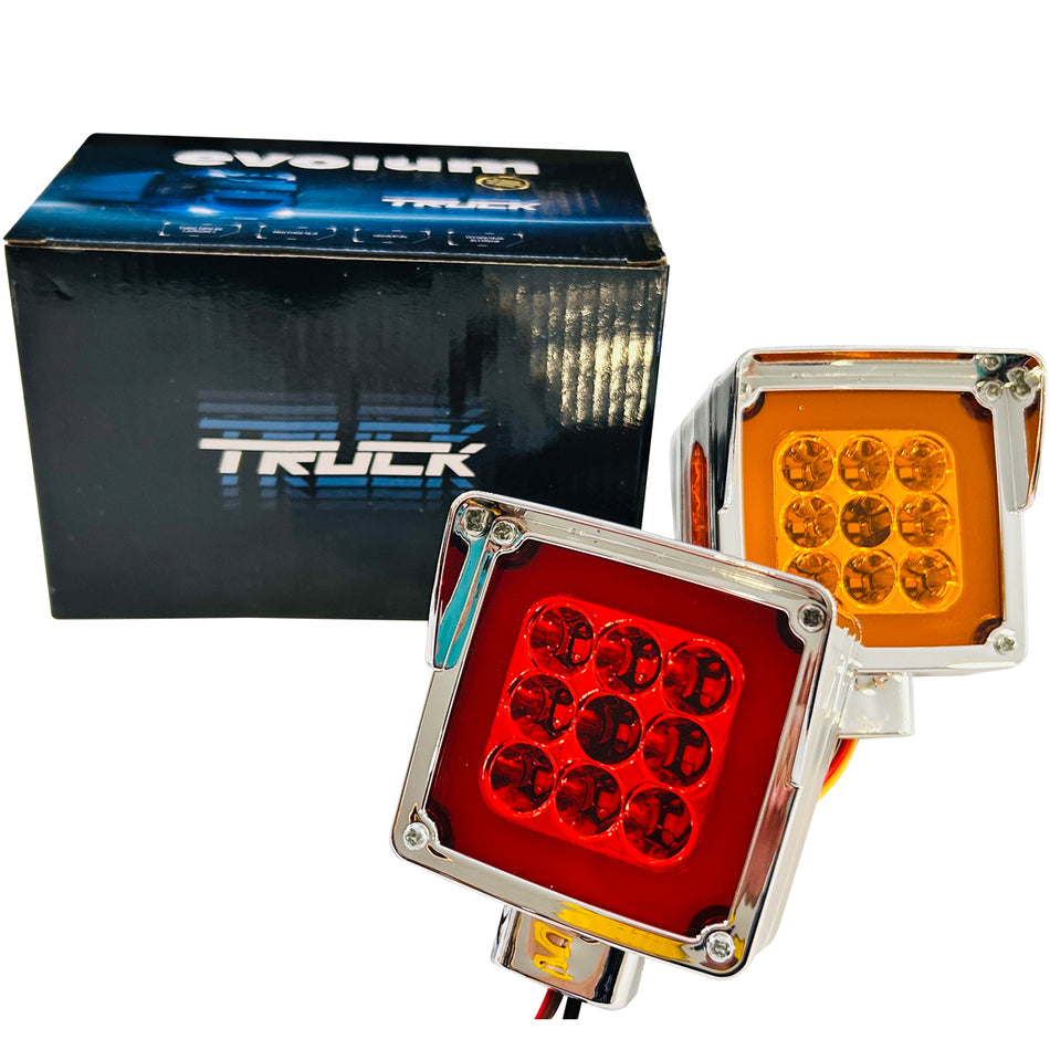 Plafon 4 Con Bisel Cromo 9 Led Luz Fija Y Con Estrobo S217 Rojo-Ambar