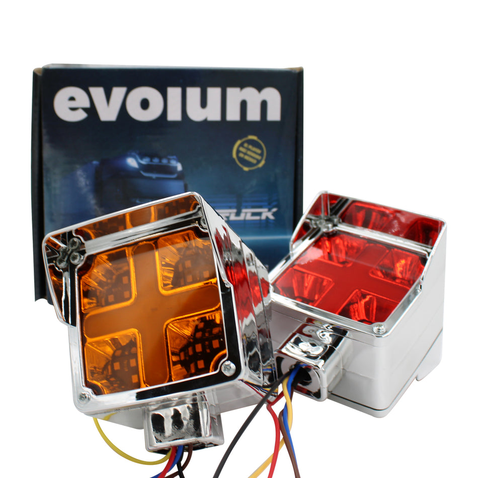 Plafon Cuadrado 3¨ C/Bisel Cromo Luz Fija y con Estrobo TR107 Ambar-Rojo