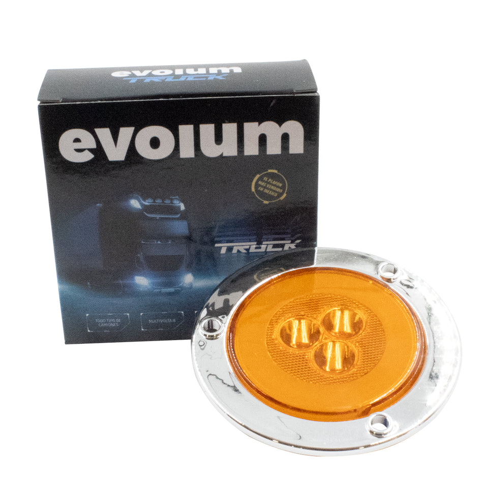 Plafón Redondo 4 Con Bisel Cromo 47led Luz Fija Y C/estrobo TR110 Ámbar