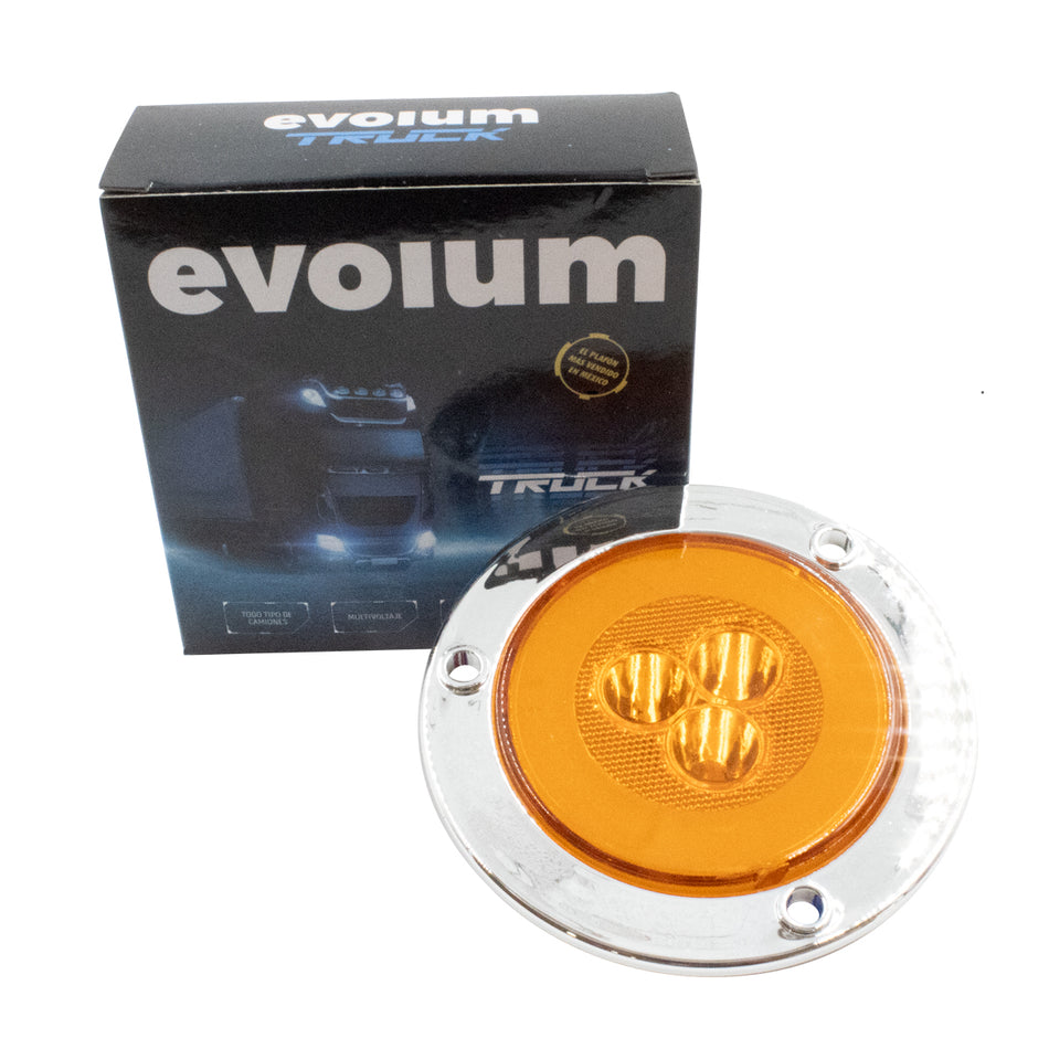 Plafón Redondo 4 Con Bisel Cromo 47led Luz Fija Y C/estrobo TR110 Ámbar