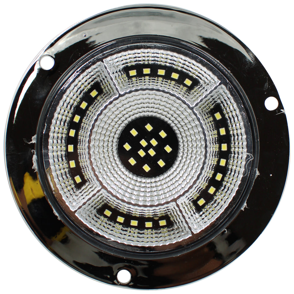 Plafón Redondo 4 Con Bisel Cromo 47led Luz Fija Y C/estrobo TR113 Blanco