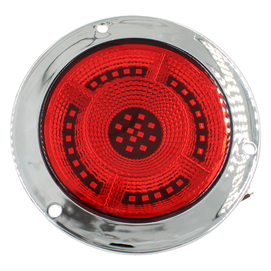 Plafón Redondo 4 Con Bisel Cromo 47led Luz Fija Y C/estrobo TR113 Rojo