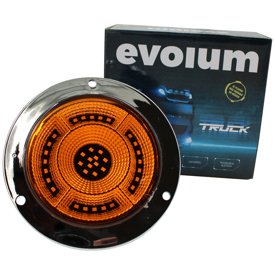 Plafón Redondo 4 Con Bisel Cromo 47led Luz Fija Y C/estrobo TR113 Ámbar