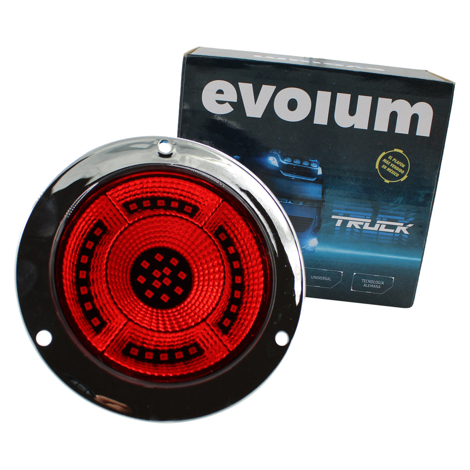 Plafón Redondo 4 Con Bisel Cromo 47led Luz Fija Y C/estrobo TR113 Rojo