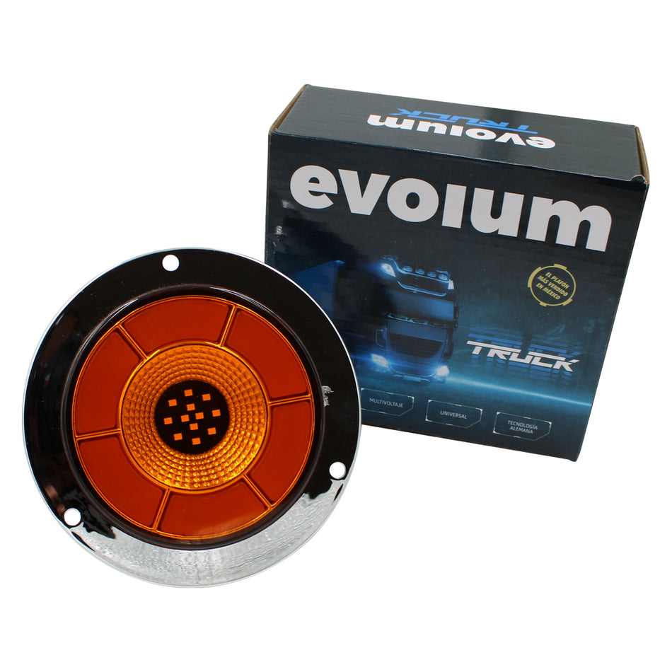 Plafón Redondo 4 Con Bisel Cromo 47led Luz Fija Y C/estrobo TR114 Ámbar