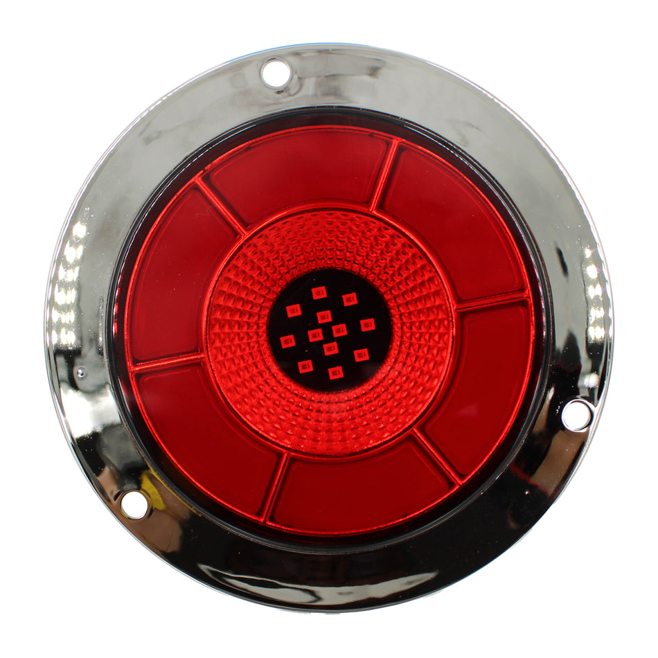 Plafón Redondo 4 Con Bisel Cromo 47led Luz Fija Y C/estrobo TR114 Rojo