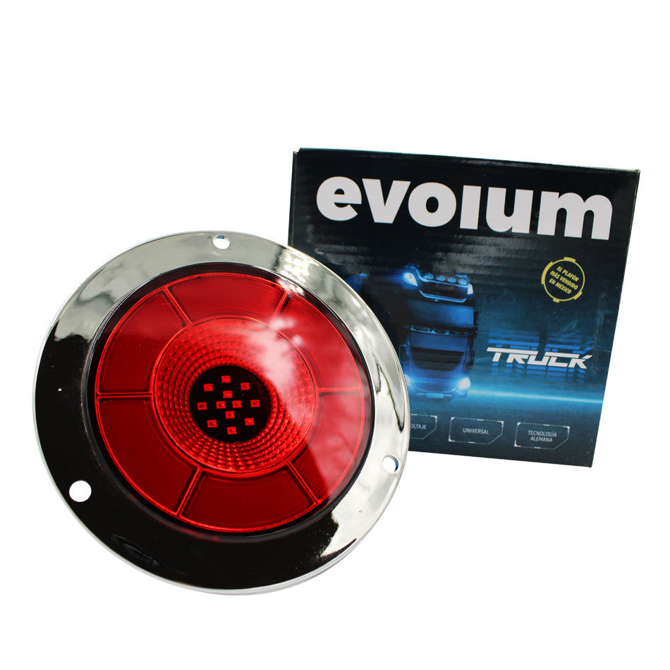 Plafón Redondo 4 Con Bisel Cromo 47led Luz Fija Y C/estrobo TR114 Rojo