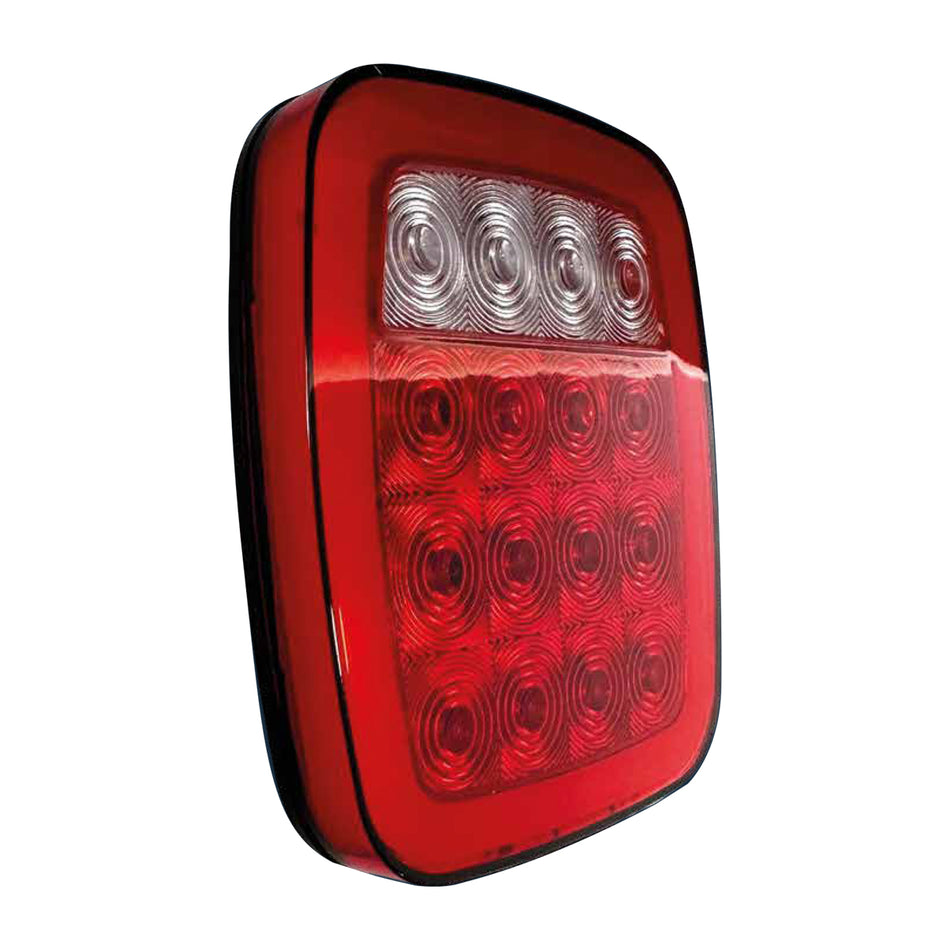 Plafon Cuadrado 7.5¨ C/Bisel Cromo Luz Fija y con Estrobo TR117 Blanco-Rojo
