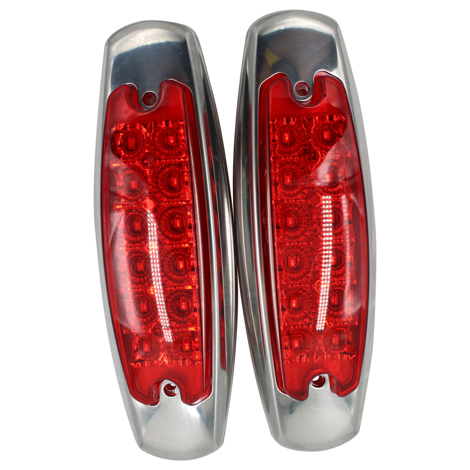 Plafón Led Rectangular 6¨ Con Bisel Cromo C/Estrobo Tr122 Rojo