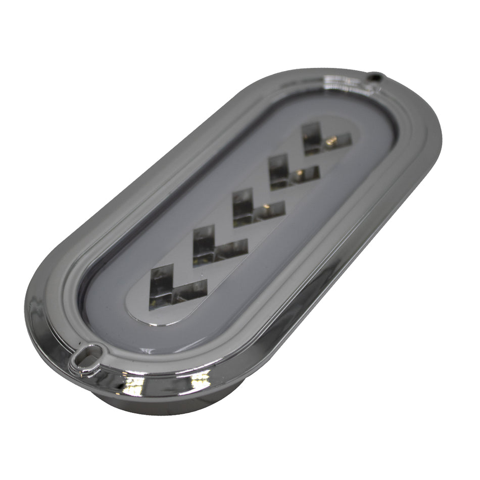 Plafón Led Rectangular 7¨ con Bisel Cromo C/Estrobo Tr126 Blanco