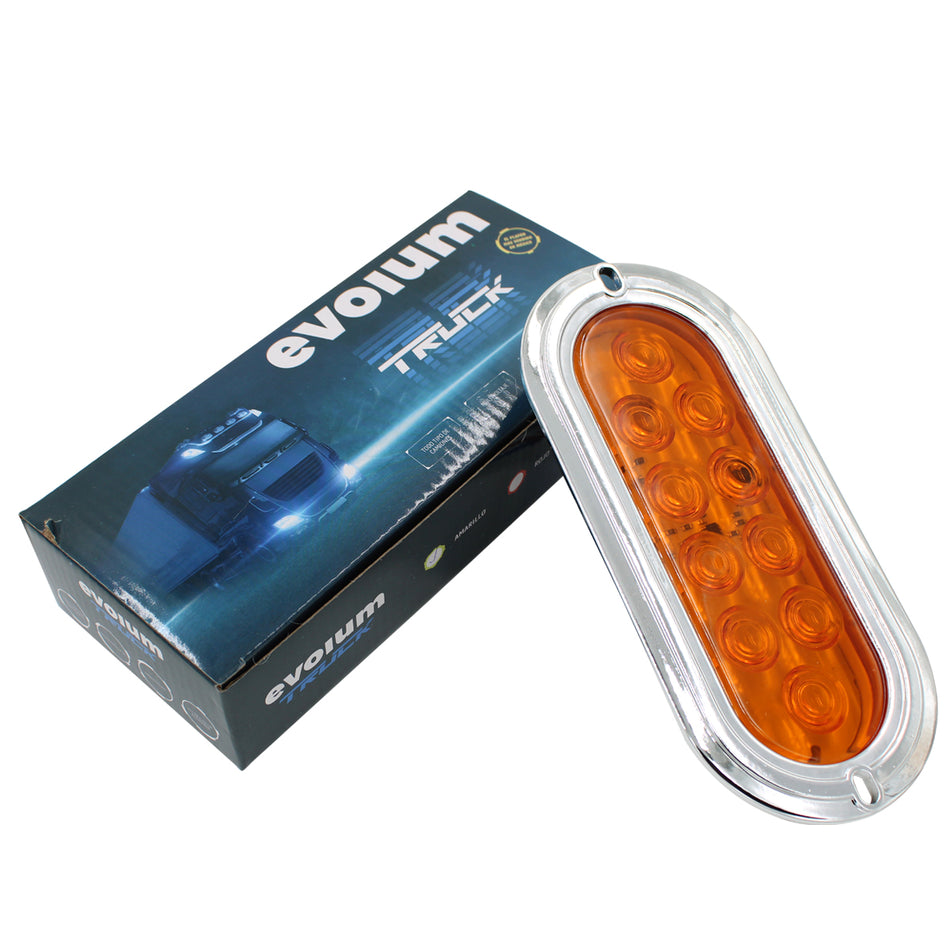 Plafón Led Rectangular 6¨ con Bisel Cromo C/Estrobo X004 Ámbar