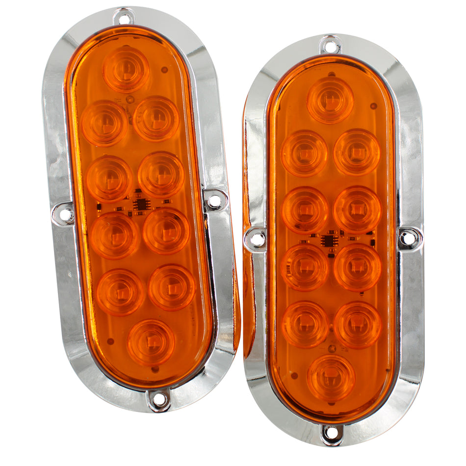 Plafón Led Rectangular 6¨ con Bisel Cromo C/Estrobo X005 Ámbar