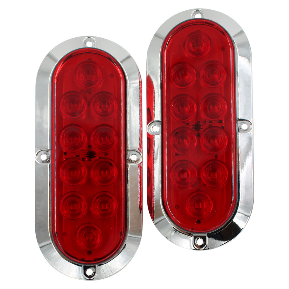 Plafón Led Rectangular 6¨ con Bisel Cromo C/Estrobo X005 Rojo