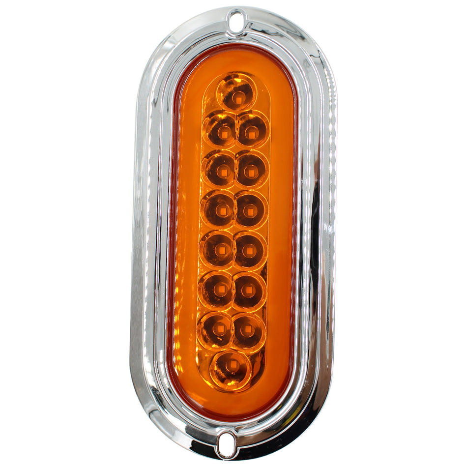 Plafón Led Rectangular 6¨ con Bisel Cromo C/Estrobo X009 Ámbar