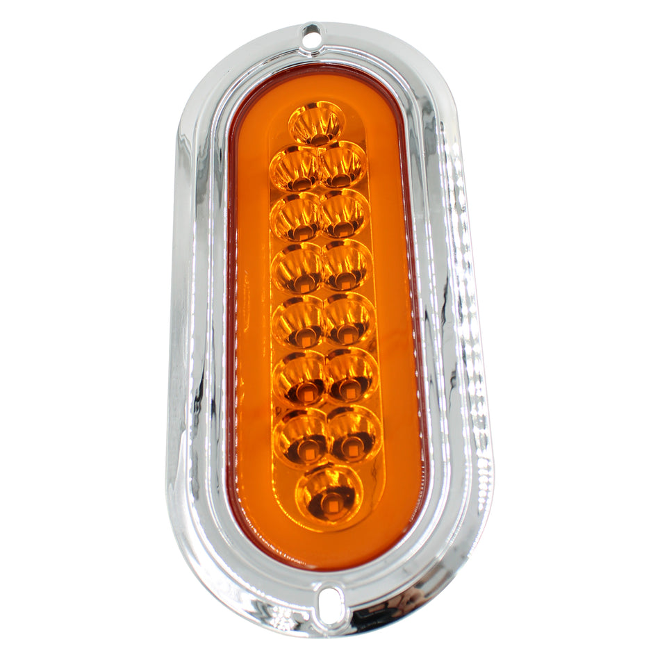 Plafón Led Rectangular 6¨ con Bisel Cromo C/Estrobo X004 Ámbar