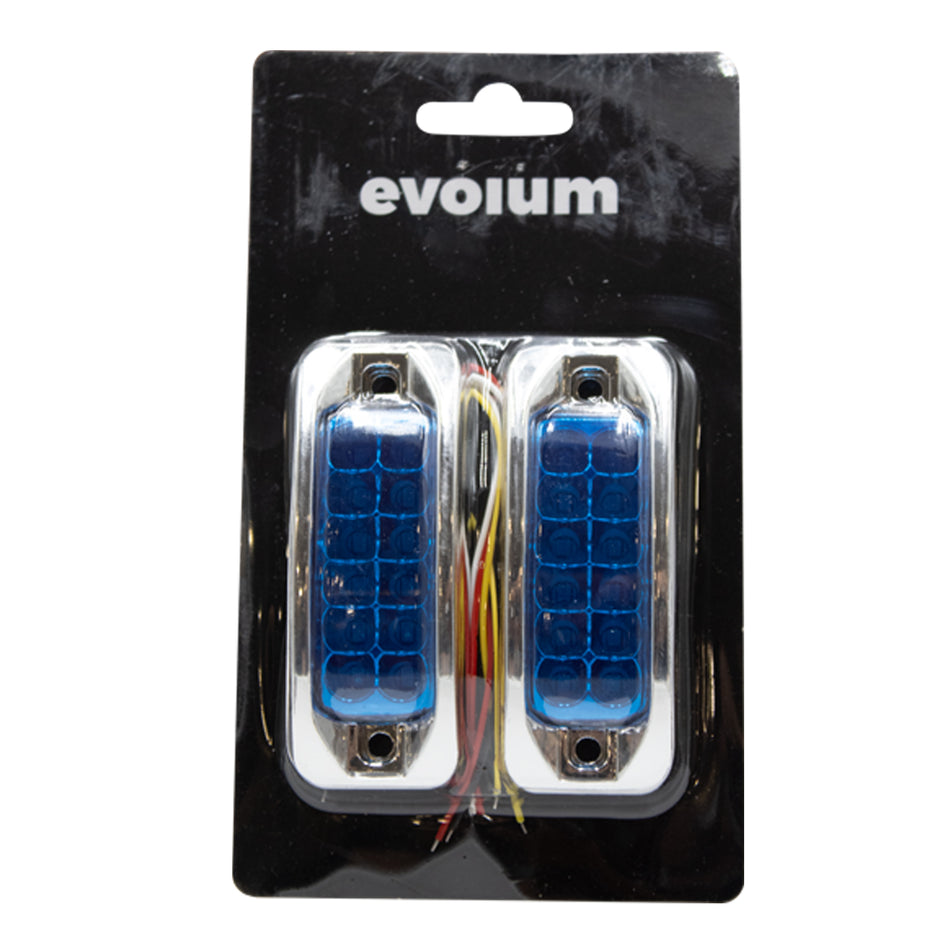 Plafón Led Rectangular 3.5¨ Con Bisel Cromo C/Estrobo Tr120 Azul