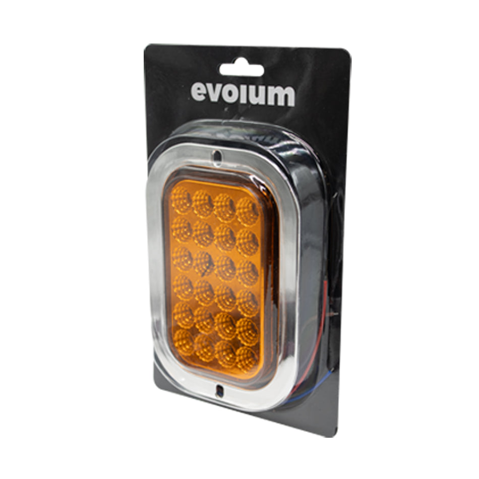 Plafón 5.5¨ C/Bisel Cromo 24 Led con Luz Fija y con Estrobo S215 Ámbar