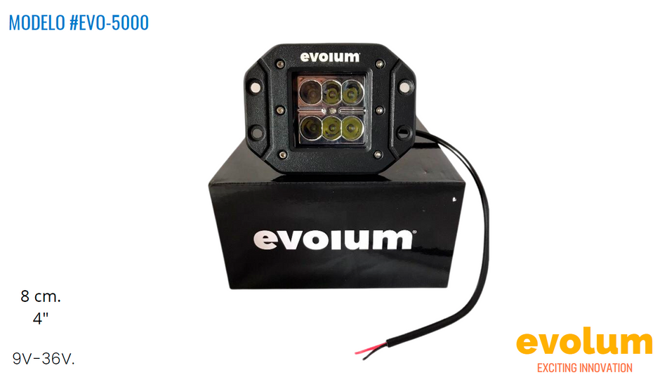 Faro Cuadrado Hiperled, 6 Leds Con Estrobo Evo-5000