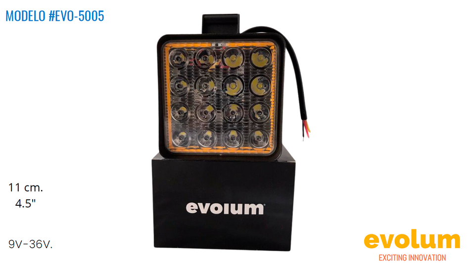 Faro Cuadrado Hiperled, 16 Leds Con Estrobo Evo-5005