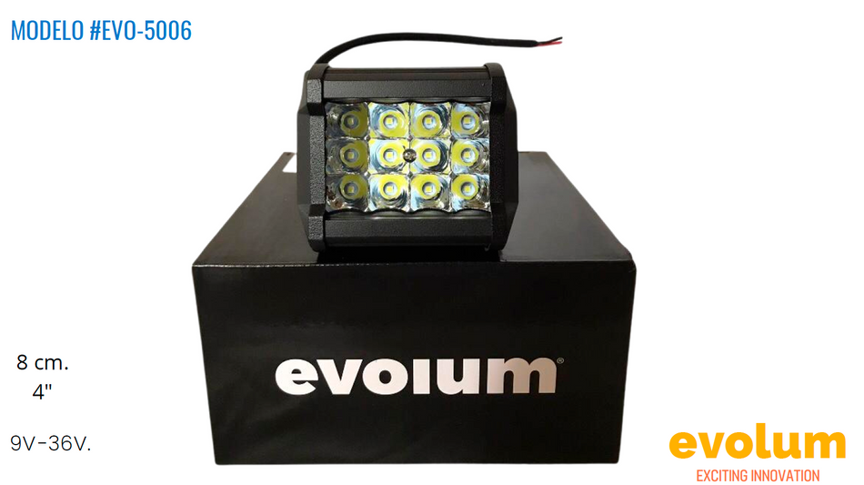 Faro Cuadrado Hiperled, 12 Leds Con Estrobo Evo-5006