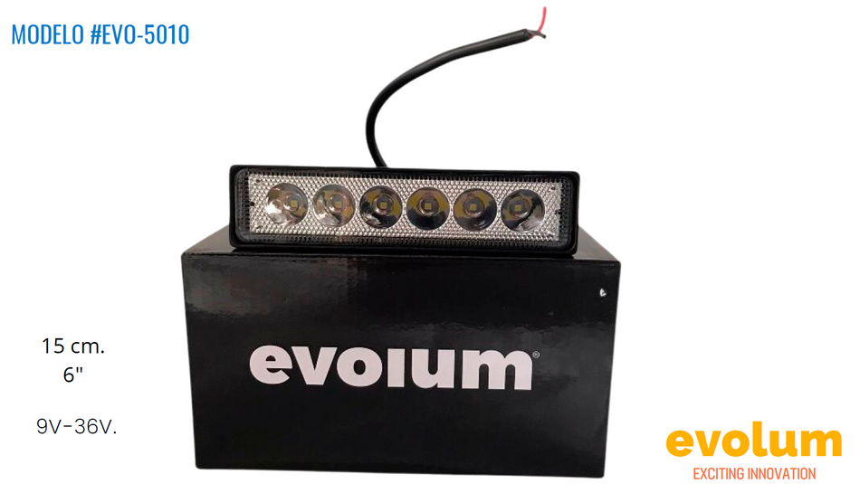 Faro Rectangular Hiperled, 6 Leds Con Estrobo Evo-5010