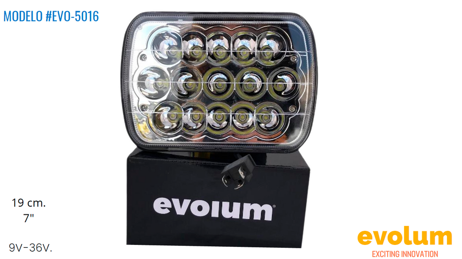 Faro Rectangular Hiperled, 15 Leds Con Estrobo Evo-5016
