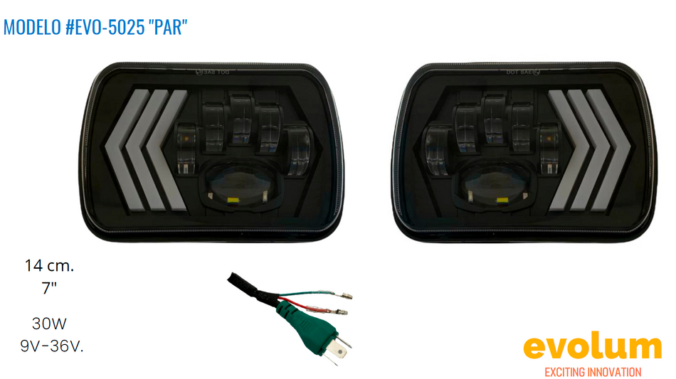 Faro Rectangular Hiperled, Led Con Estrobo Evo-5025 PAR