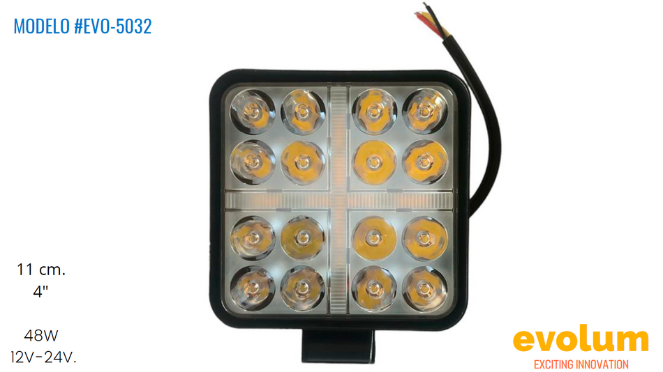 Faro Cuadrado Hiperled, Led Con Estrobo Evo-5032