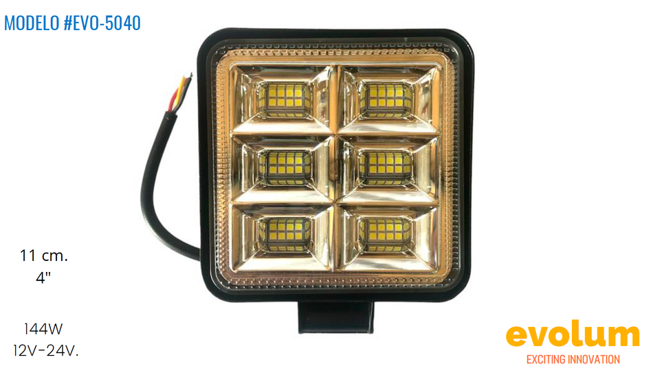 Faro Cuadrado Hiperled, Led Con Estrobo Evo-5040