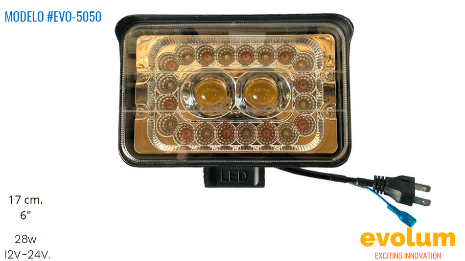 Faro Rectangular Hiperled, Led Con Estrobo Evo-5050