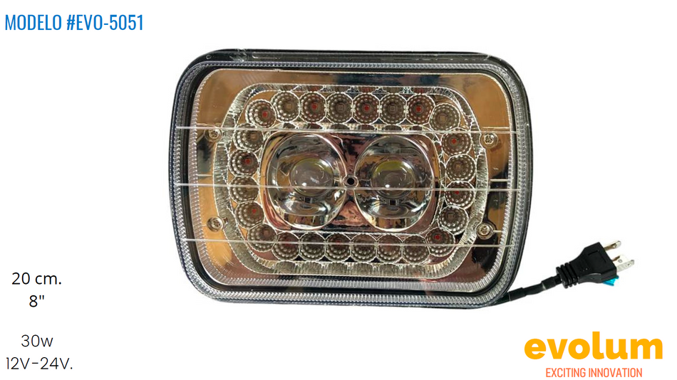 Faro Rectangular Hiperled, Led Con Estrobo Evo-5051