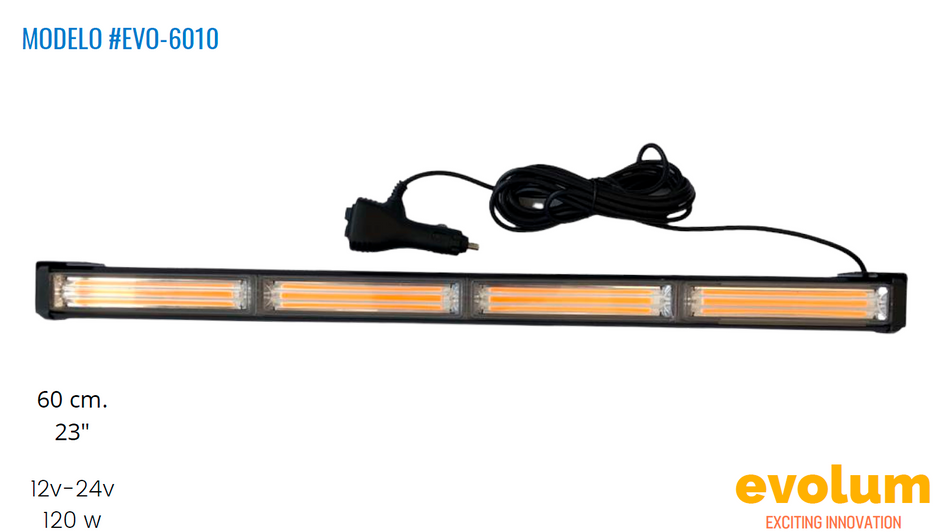 Barra Rectangular Hiperled 60cm, con Conector de Encendedor de Automovil y Switch Evo-6010