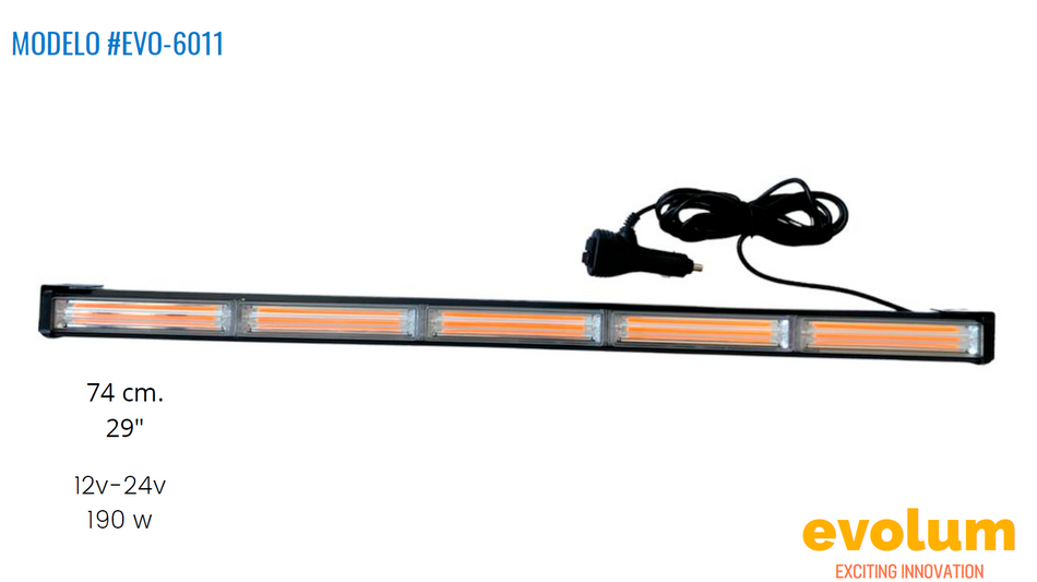 Barra Rectangular Hiperled 74cm, con Conector de Encendedor de Automovil y Switch Evo-6011