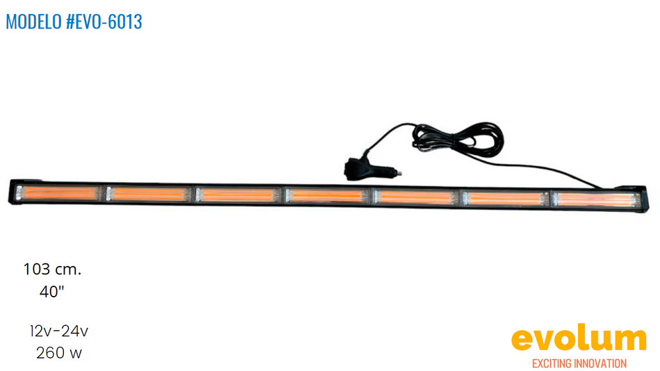 Barra Rectangular Hiperled 103cm, con Conector de Encendedor de Automovil y Switch Evo-6013