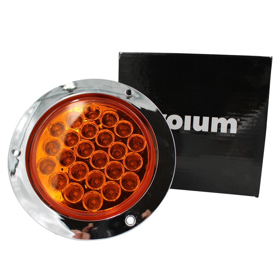 Plafón Redondo 4 Con Bisel Cromo 24led Luz Fija Y C/estrobo F002 Ambar