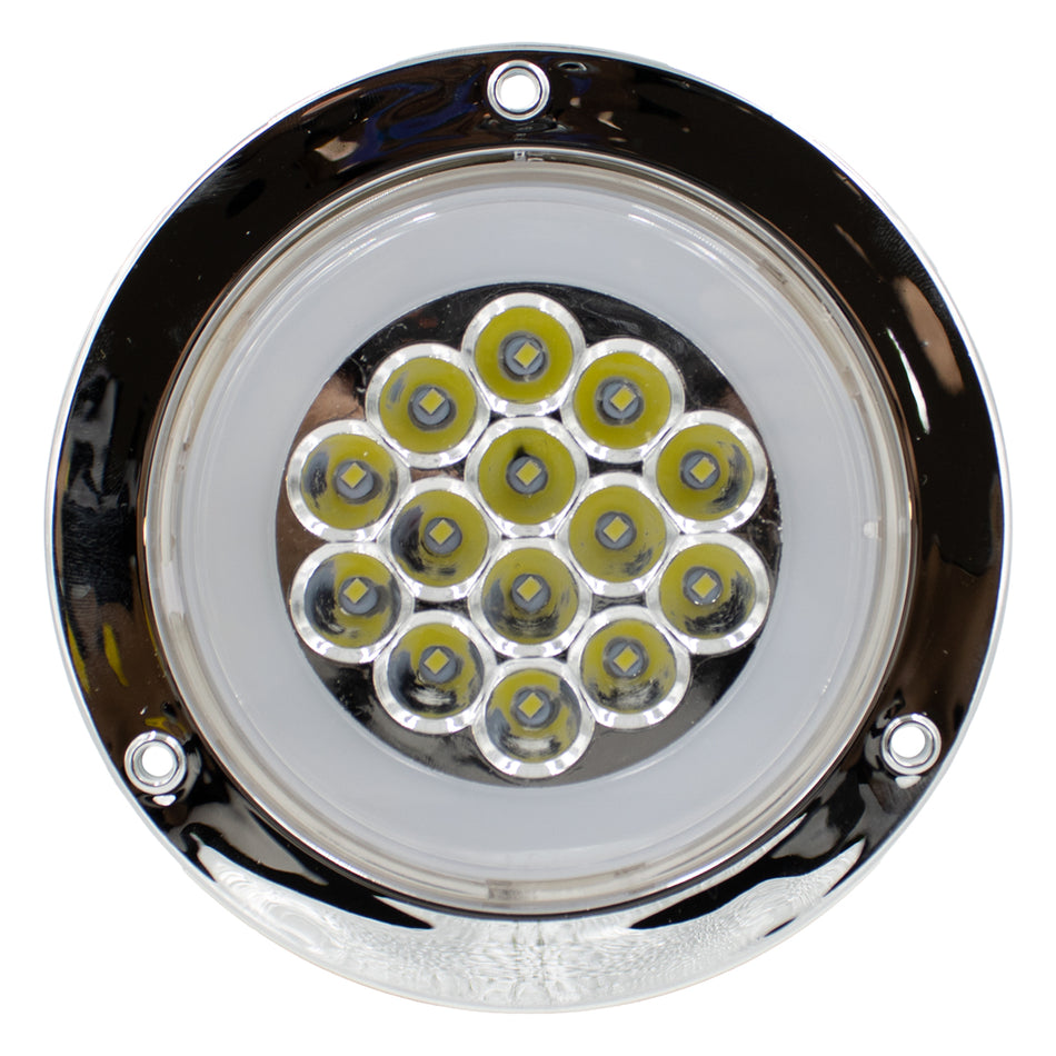 Plafón Redondo 4 Con Bisel Cromo 14led Luz Fija Y C/estrobo F017 Blanco