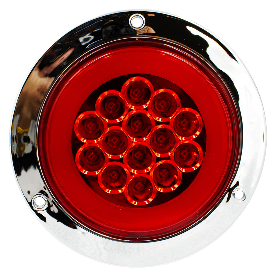 Plafon Redondo 4 Con Bisel Cromo 14led Luz Fija Y C/estrobo F017 Rojo